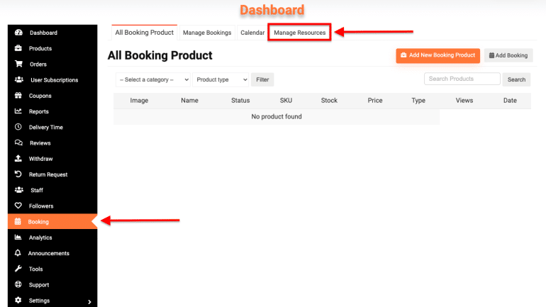 Booking Product Mange Resources