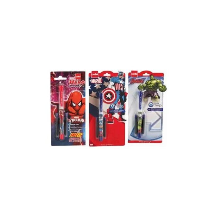 Cello Avengers Fountain Pen Smooth Writing with 2 super Jumbo Cartridges1