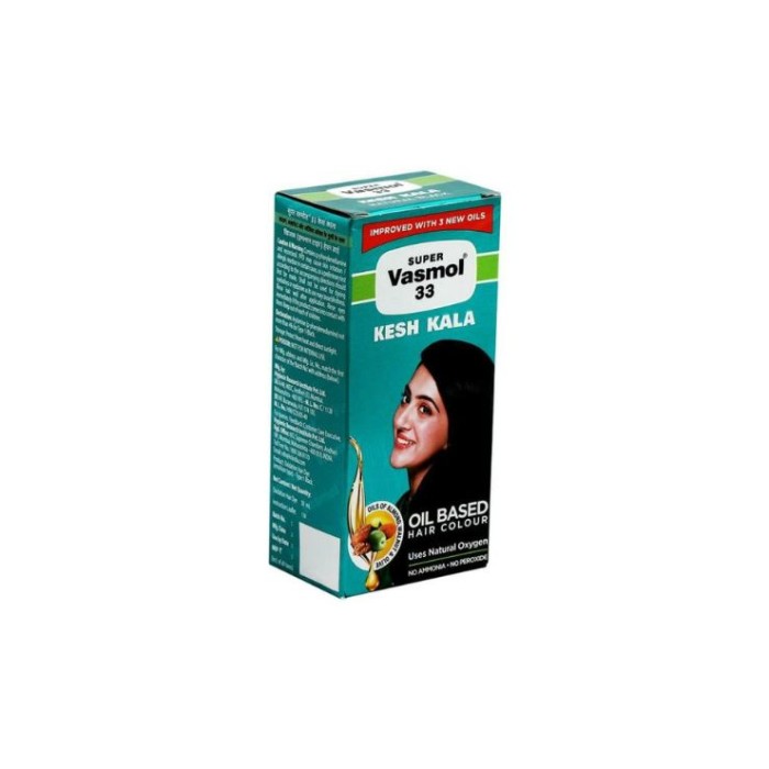 Super Vasmol 33 Kesh Kala Oil Based Hair Colour Uses Natural Oxygen 50ml |  MMB E Market