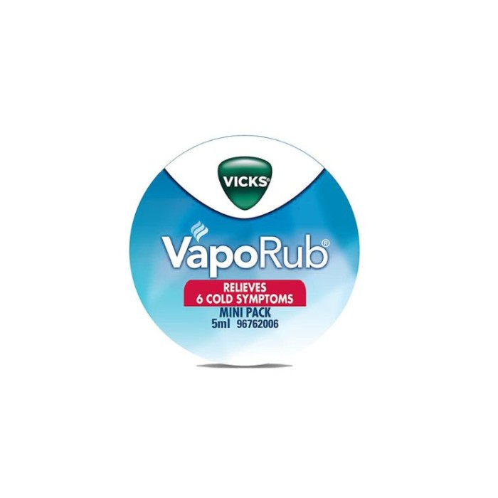Vicks Vaporub Releives 6 Cough Cold Symptoms Mini Pack 5Ml