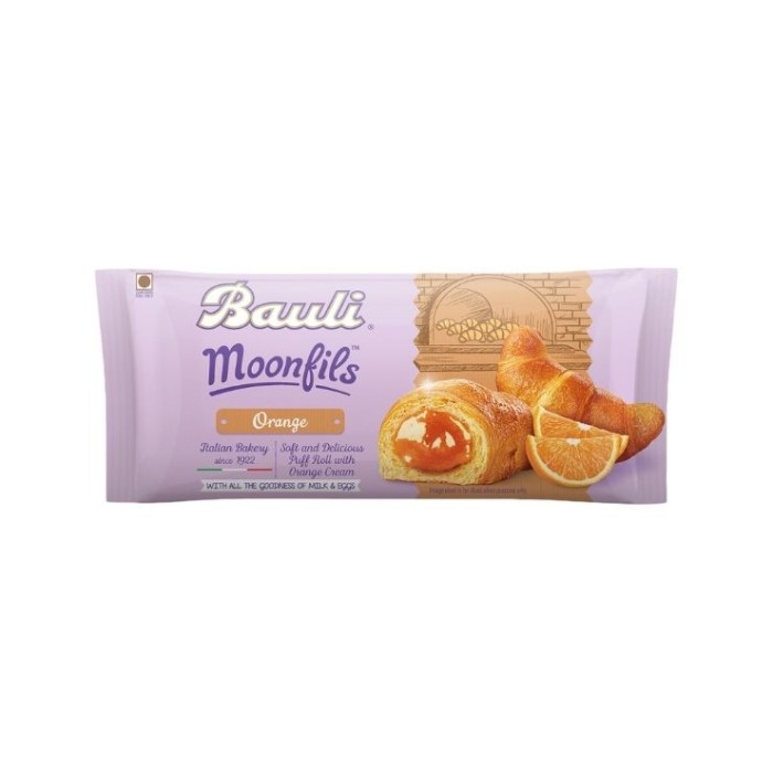 Bauli Moonfils Soft And Delicious Puff Roll With Orange Creme 50G Orange