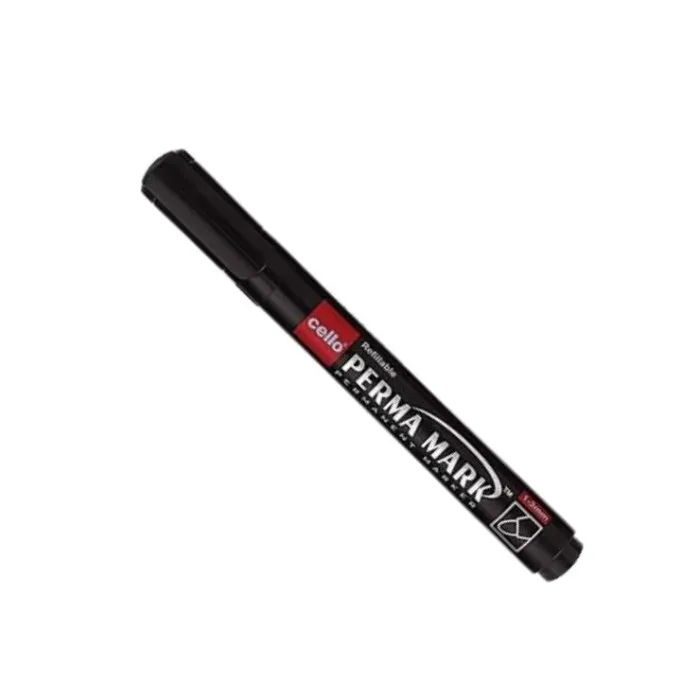 Cello Refillable Perma Mark Permanent Marker Anti Scrub on most of the surfaces Black 2