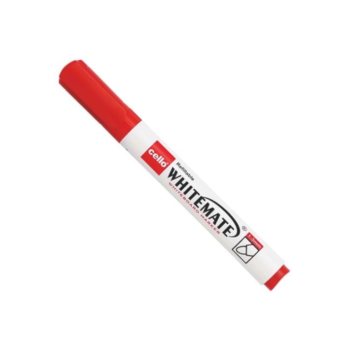 Cello Refillable Whitemate Whiteboard Marker 1 3Mm Brilliant Visibility Red