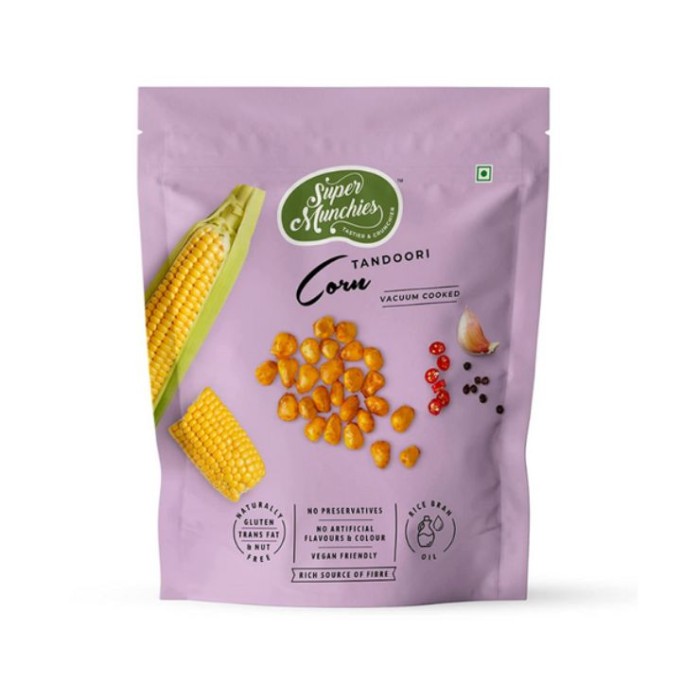 Super Munchies Tandoori Corn Vacuum Cooked No Artificial Flavours Colours Vegan Friendly