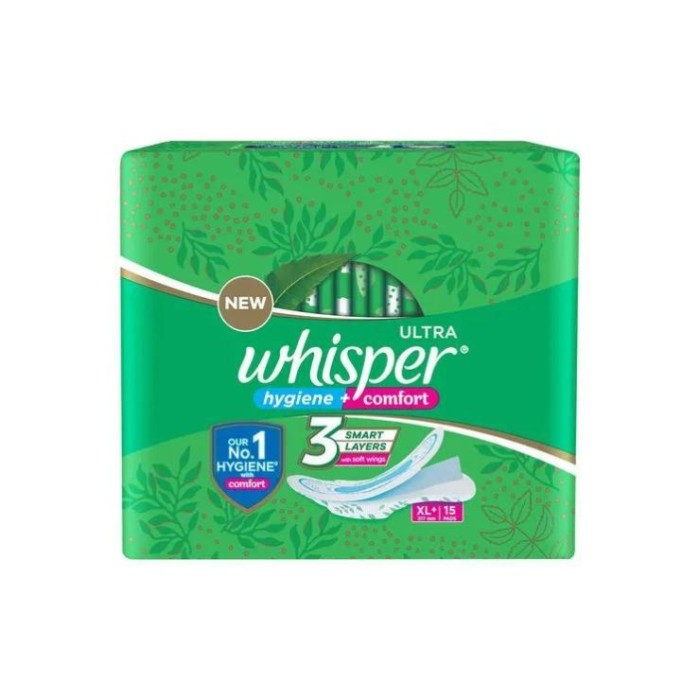 Whisper Ultra Hygiene Comfort 3 Smart Layers Xl 15 Pads