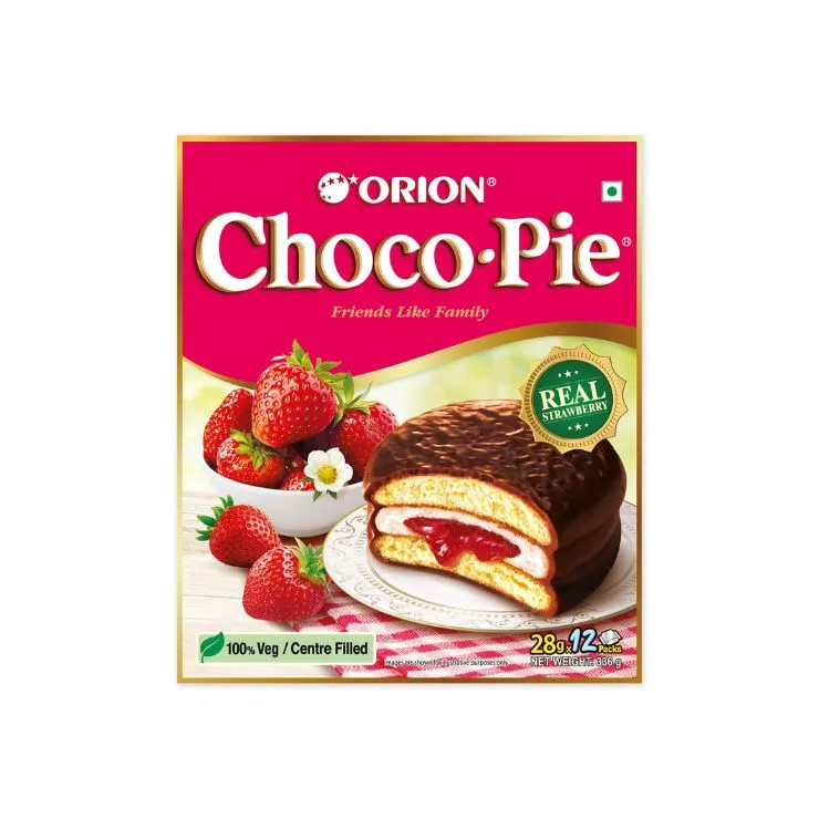 Orion Choco Pie Real Strawberry 450Gm