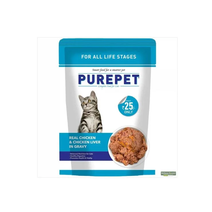 Purepet Cat Adult Complete Food For Cats Real Chicken Amp Chicken Liver In Gravy 50Gg 1