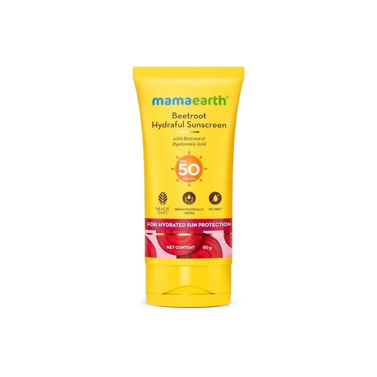 Mamaearth Beetroot Hydraful Sunscreen With Beetroot Amp Hyaluronic Acid 50Gm