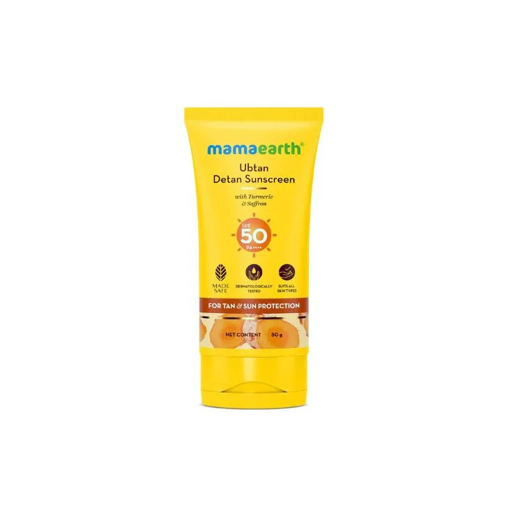 Mamaearth Ubtan Detan Sunscreen With Turmeric Amp Saffron 50Gm
