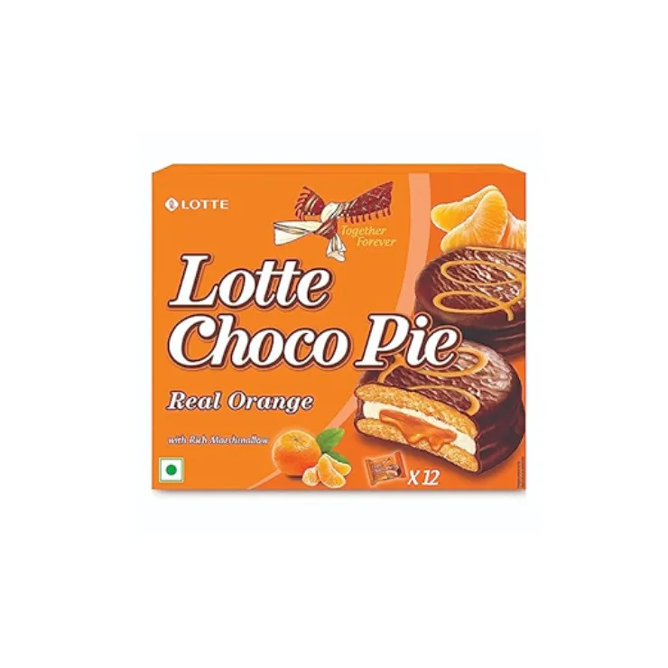 Lotte Choco Pie Real Orange with Rich Marshmallow 450g